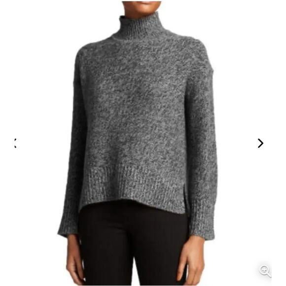 Theory Sweater Womens Large Karenia Cashmere Turtleneck Ivory Ash Pullover Chic - Picture 2 of 10